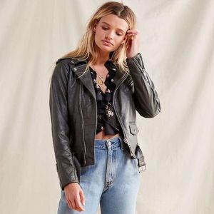 PeleCheCoco Vintage Leather Moto Jacket Gray L